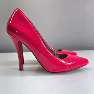 Steve Madden Pink Patent Leather Stiletto Heels 7.5M Neon Retro 80s Glam Prom